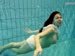 MomsCult presents: Girl in white panties swims in pool
