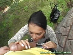 MomsCult presents: Young busty gives outdoor blowjob
