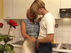 MomsCult presents: Fucking his busty aunt in the kitchen