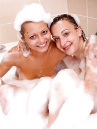 MomsCult presents: Naughty sexy young chicks taking a hot bubble bath together