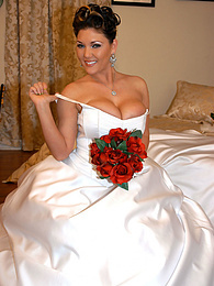 MomsCult presents: Horny bride Claire Dames enjoys licking her big tits and fingering her pussy