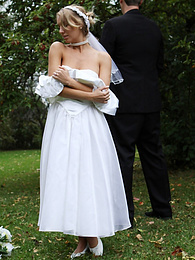 MomsCult presents: Blonde bride Hayley Marie Coppin gets naked on a lawn while taking her vows