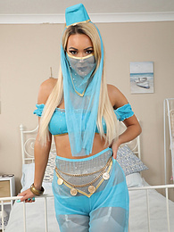 MomsCult presents: Lauren Louise from Layered-Nylons as a sexy genie wearing sheer pantyhose over white stockings