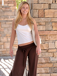 MomsCult presents: Light-Haired american cutie Summer Solstice removes her clothes and toys her twat